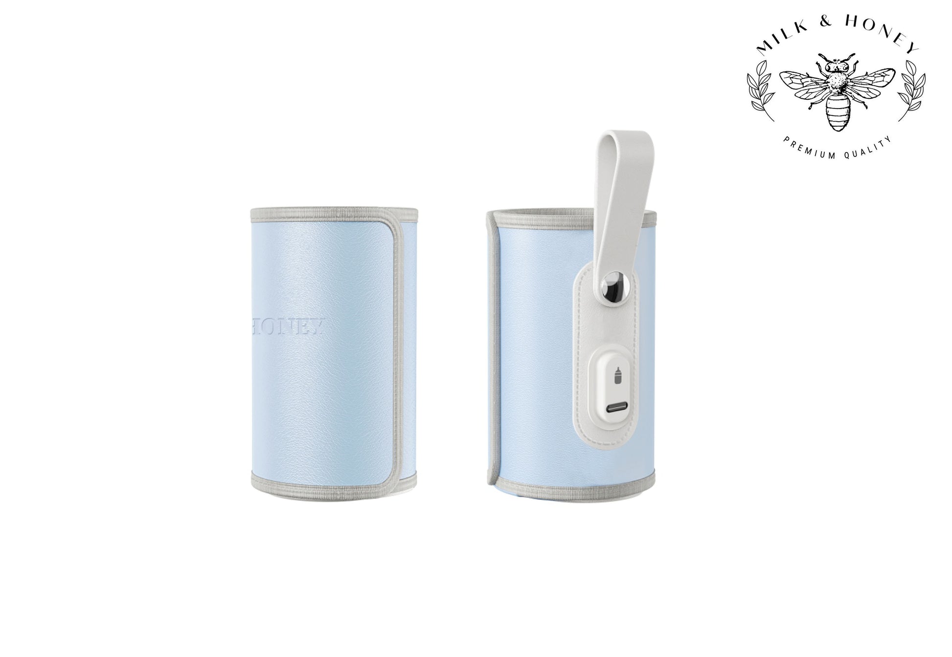 Milk and Honey Baby Bottle with Baby Blue Thermostatic Warmer